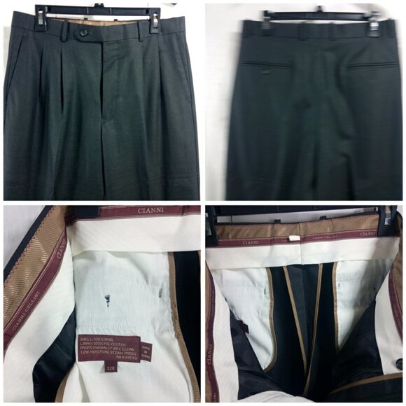 Cianni Cellini Super 110's 38R 3 Button Charcoal Gray 2pc Suit 36x28.5 Pleated - Picture 8 of 8